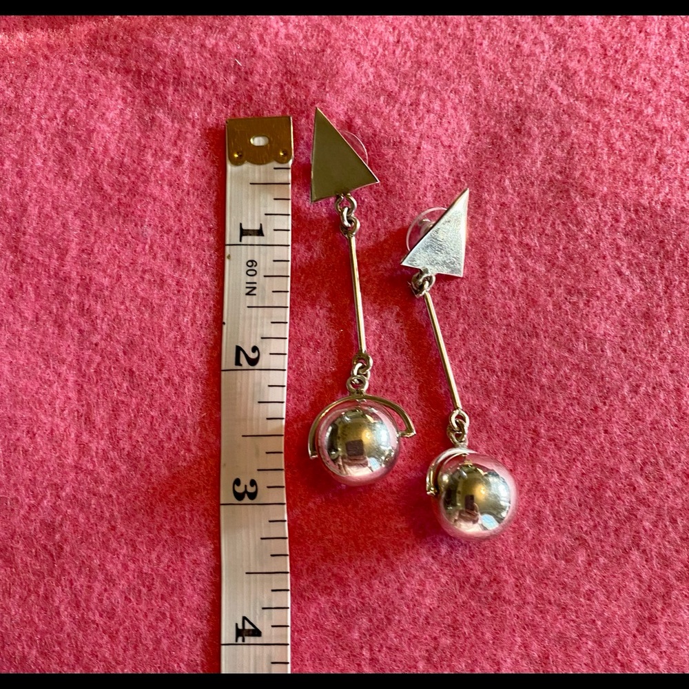 Unique silver drop ball earrings - Picture 5 of 7